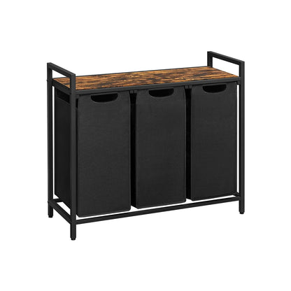 Metal Frame Laundry Sorter Hamper with Top Storage Shelf, 2/3 Compartment Classification Laundry Basket, Detachable Pull-out Wash Bags Available, 2 Grid 46L / 3 Grid 38L Capacity, Adjustable Steel Structure Household Plastic Sundries Storage Organizer