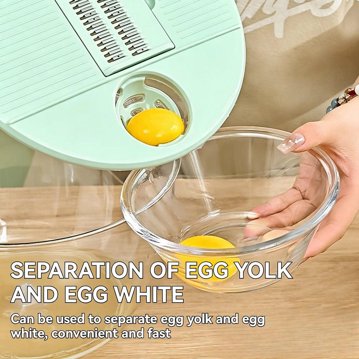 Large 3‑in‑1 Salad Spinner, Fruit & Vegetable Washing Strainer Bowl, Lettuce Dryer with 5‑Blade Slicer & Egg Yolk Separator, 5.3 Qt Multi‑Function Salad Prep Bowl, Practical Kitchen Gadget Set #SummerVibes