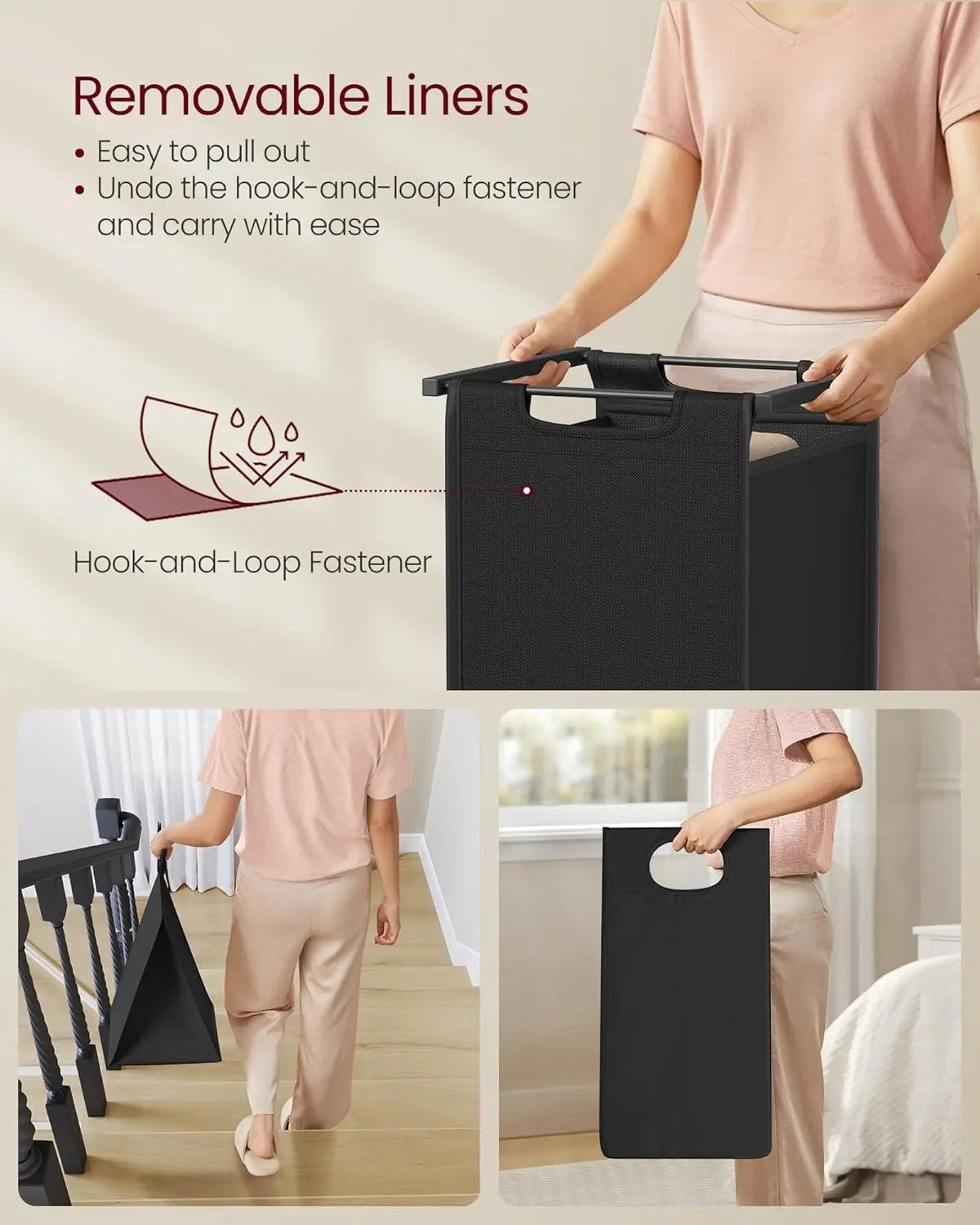 Metal Frame Laundry Sorter Hamper with Top Storage Shelf, 2/3 Compartment Classification Laundry Basket, Detachable Pull-out Wash Bags Available, 2 Grid 46L / 3 Grid 38L Capacity, Adjustable Steel Structure Household Plastic Sundries Storage Organizer